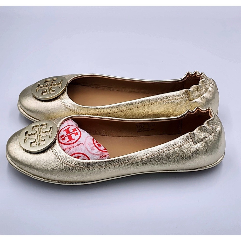 Tory Burch Metallic Gold Reva Ballet Flats - Picture 5 of 14